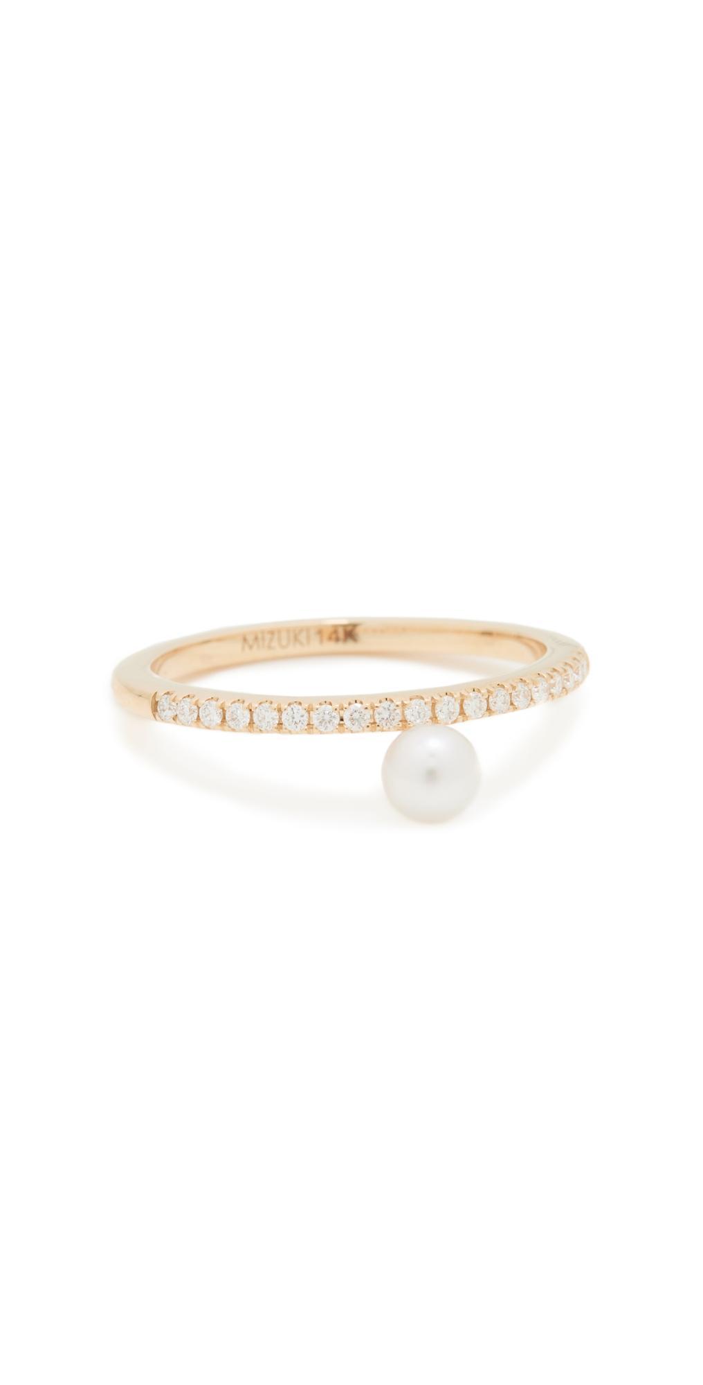 Mizuki 14k Pearl Pave Ring Gold/Pearl 7 Product Image