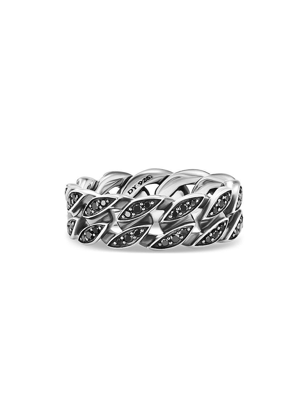 Mens Curb Chain Band Ring in Sterling Silver Product Image