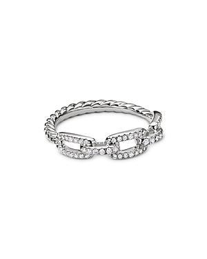 Womens Stax Chain Link Ring in 18K White Gold with Pav Diamonds Product Image