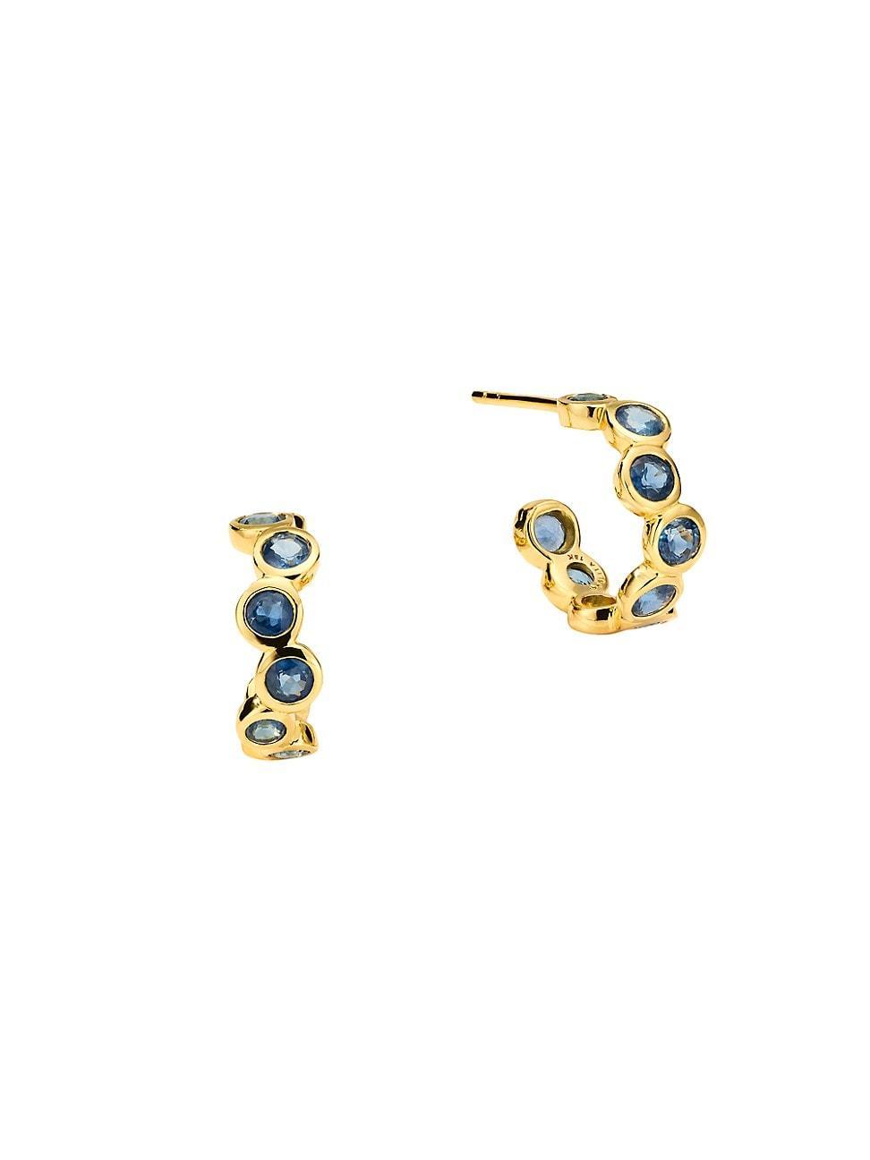 Womens Stardust Starlet 18K Yellow Gold & Blue Sapphire Huggie Hoop Earrings Product Image