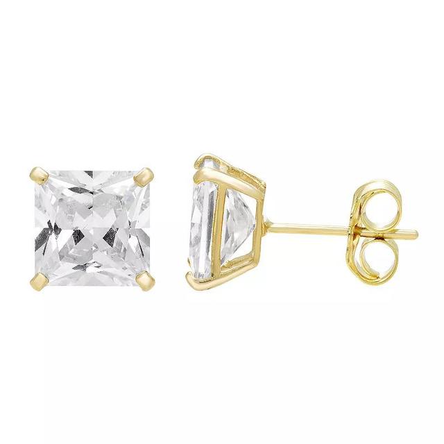 Theia Sky 14k Gold Cubic Zirconia Square Stud Earrings, Womens Product Image