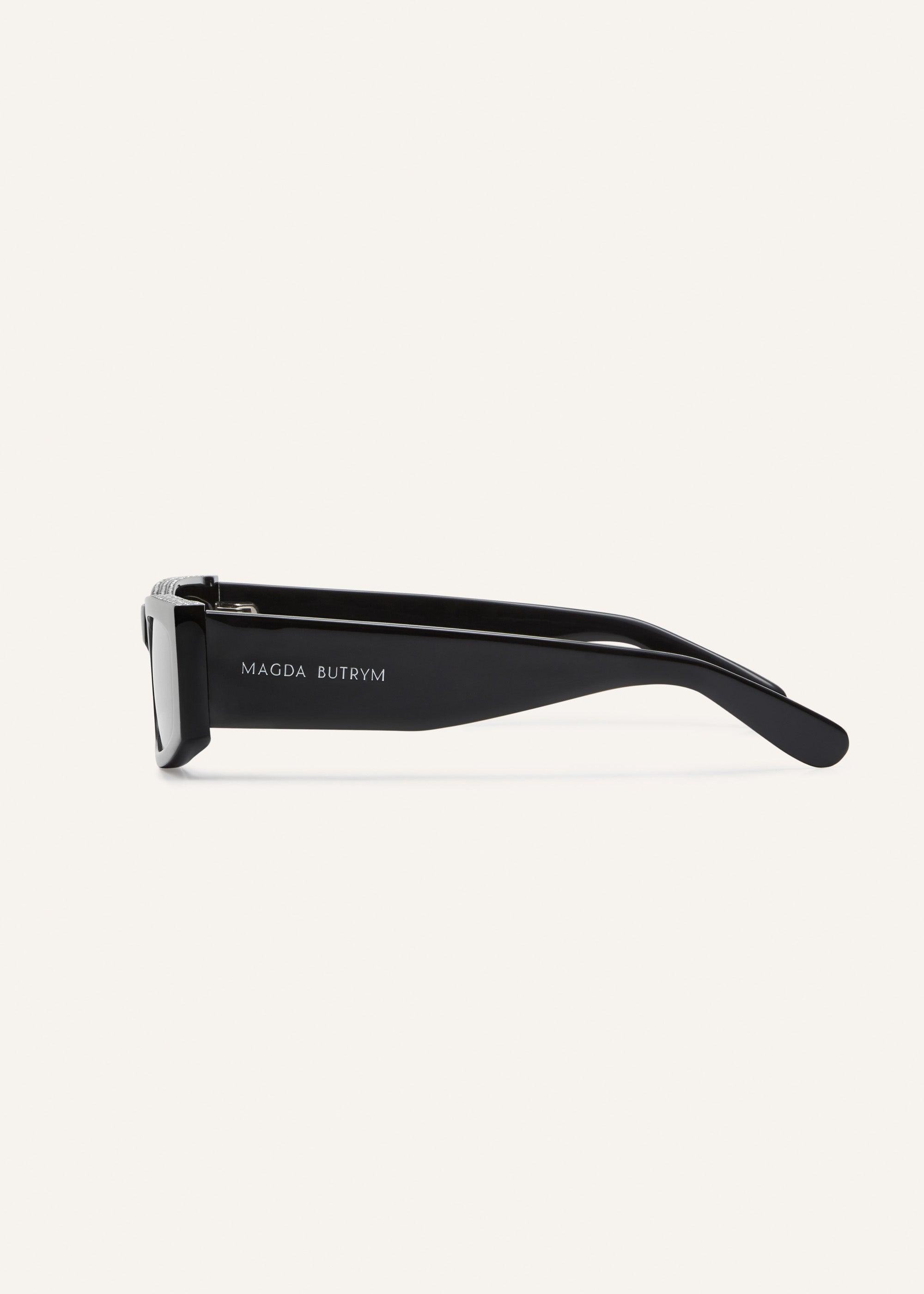 Rectangular sunglasses in black crystals Product Image