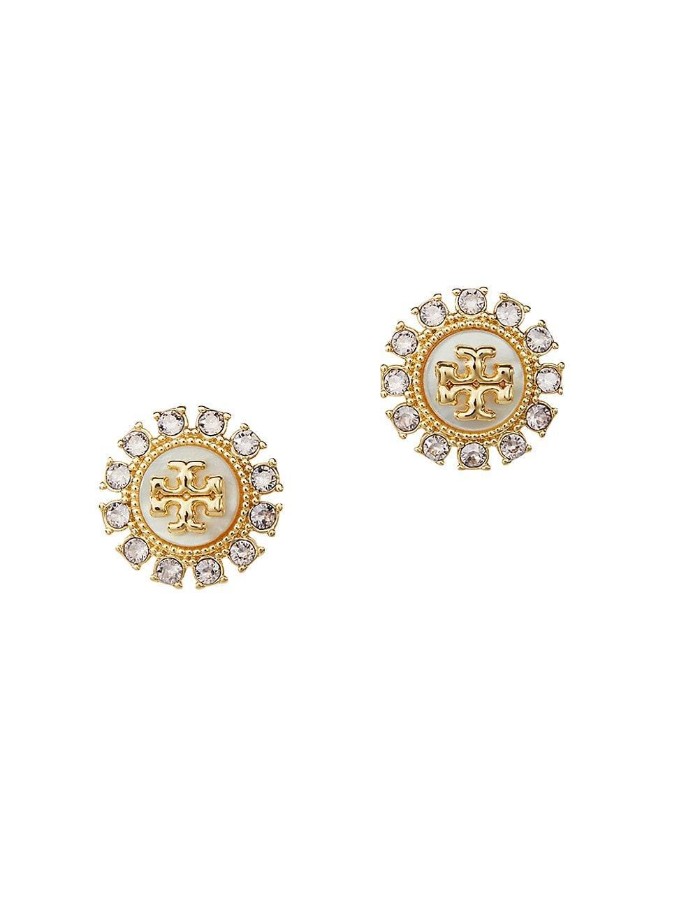 Womens Kira 18K Gold-Plated & Glass Crystal Stud Earrings Product Image