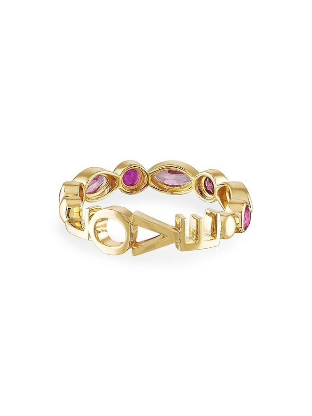 Womens Mantra Tattoo Candy 14K Yellow Gold & Pink Tourmaline Love Band Product Image