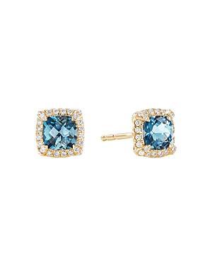 Womens Petite Chatelaine Pav Bezel Stud Earrings in 18K Yellow Gold Product Image