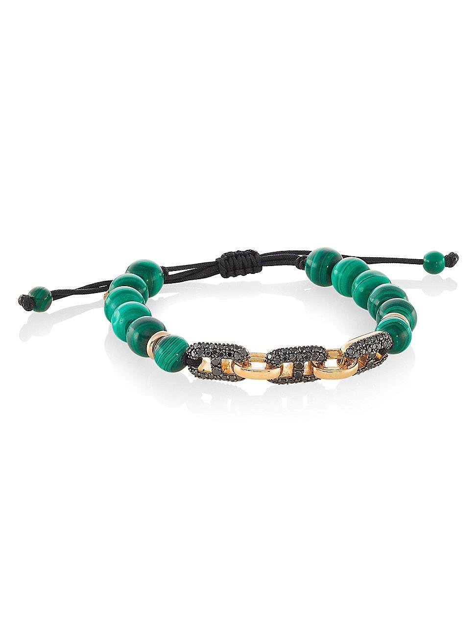 Executive 18K Rose Gold, Malachite, & 1.31 TCW Diamond Beaded Rope Bracelet Product Image