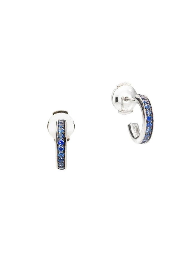 Womens Iconica 18K White Gold & Sapphire Hoop Earrings - Sapphire Product Image