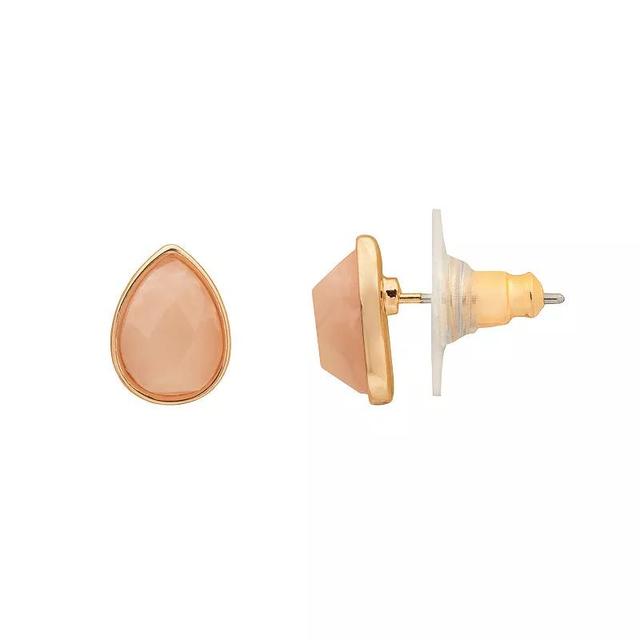 LC Lauren Conrad Gold Tone Pear Shape Stud Earrings, Womens, Pink Product Image