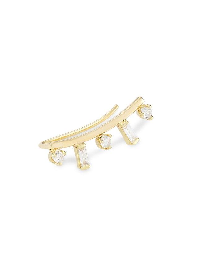 Womens Paris 14K Gold & Diamond Small Curved Bar Left Ear Shield Product Image