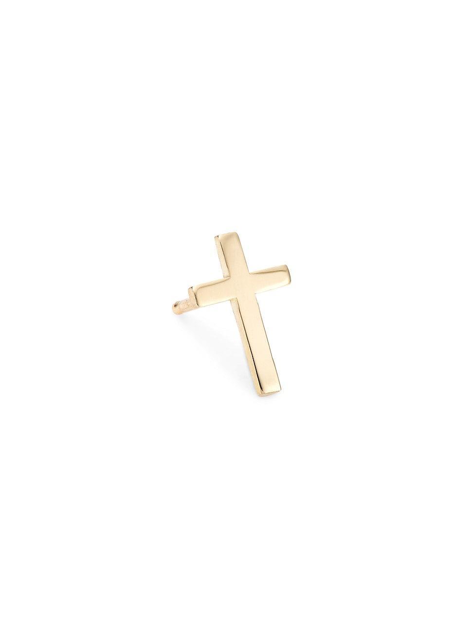 Womens 14K Yellow Gold Tiny Pure Cross Single Stud Earring Product Image