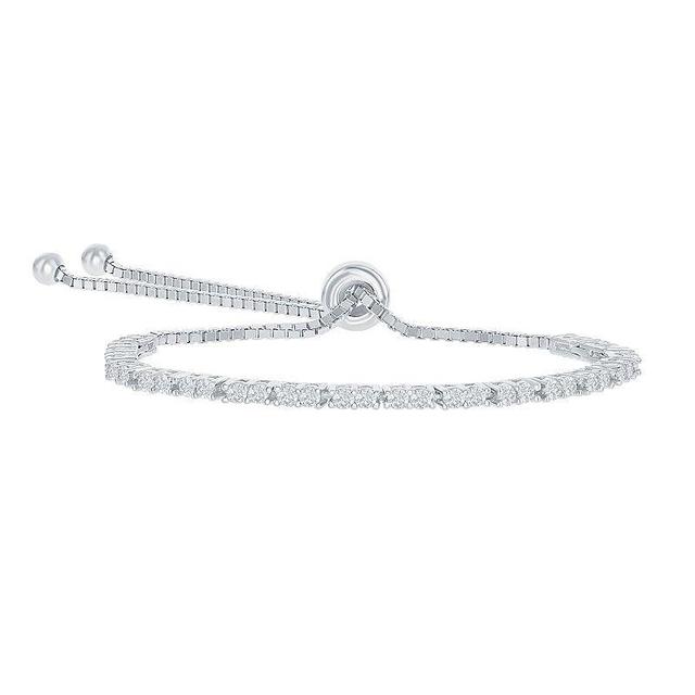 Sterling Silver 2mm Birthstone Bracelet, Womens April Product Image