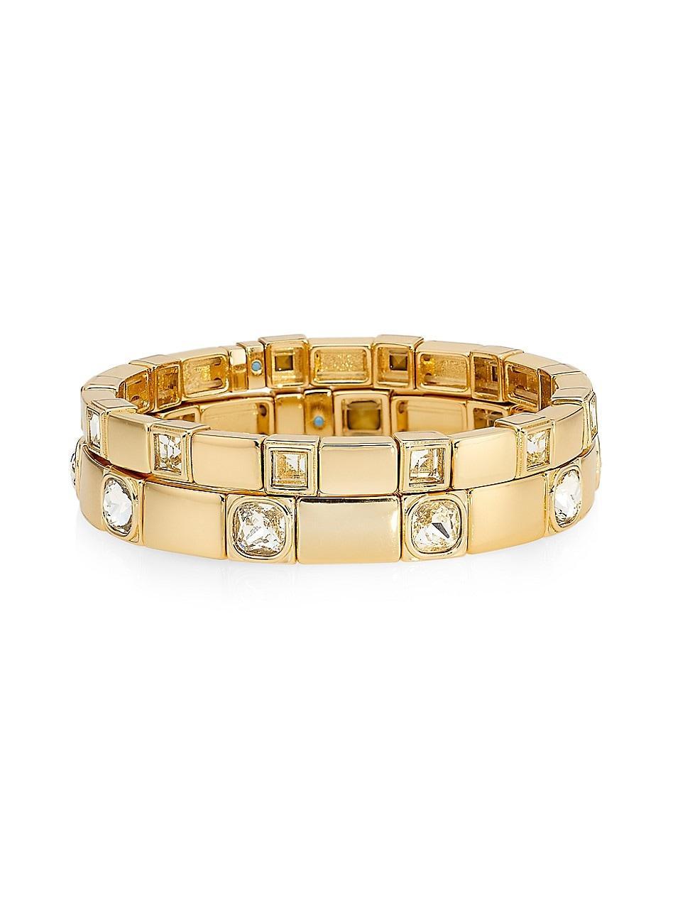 Womens Gem Palace Swank 2-Piece Goldtone & Crystal Bracelet Set Product Image