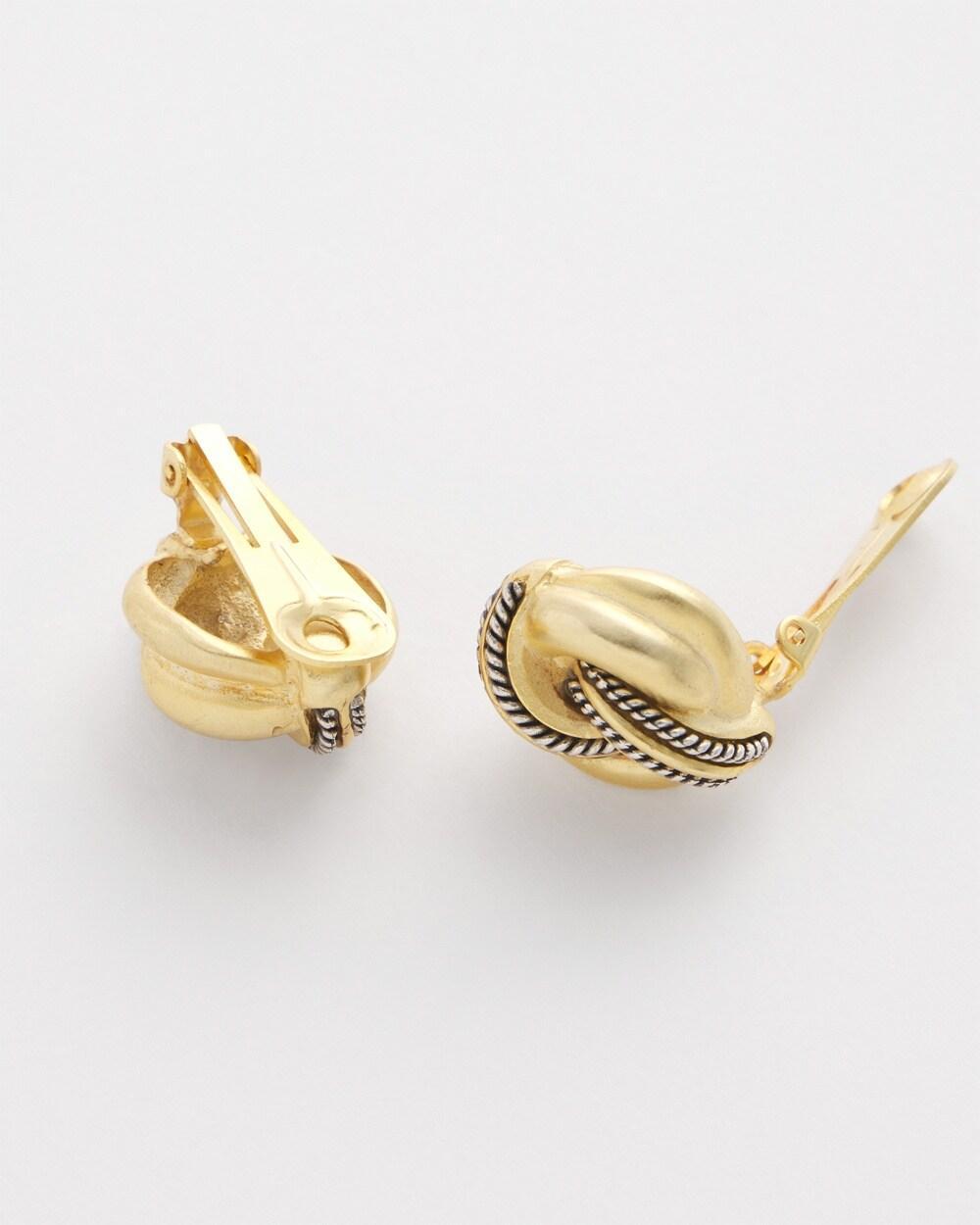 No Droop™ Gold Knot Clip-On Earrings Product Image