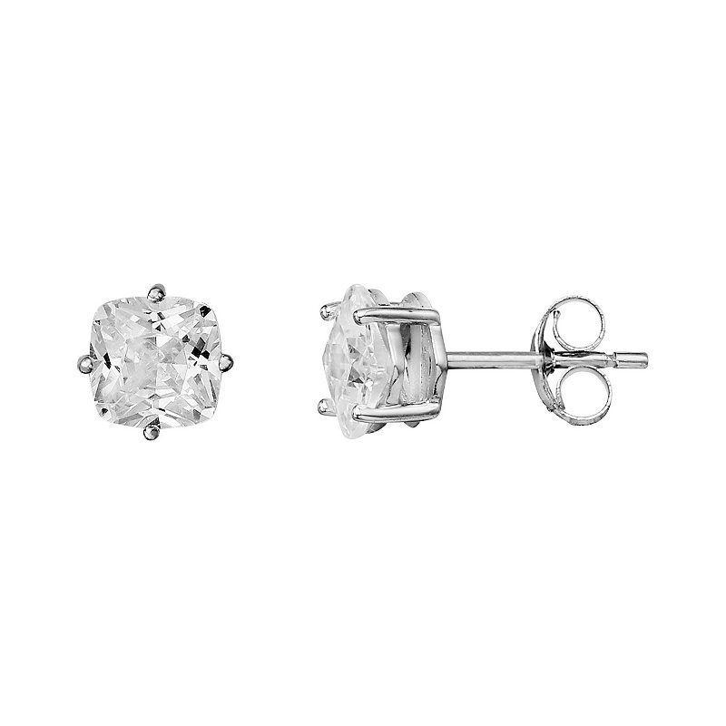 PRIMROSE Sterling Silver Cubic Zirconia Cushion Cut Stud Earrings, Womens Product Image