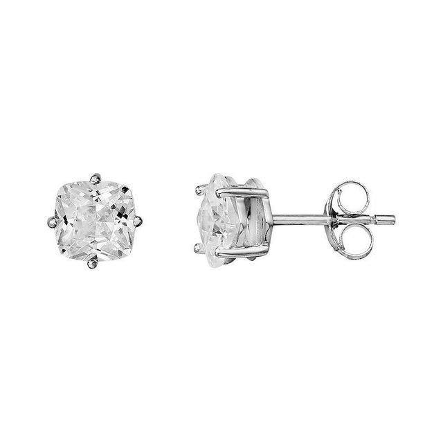 PRIMROSE Sterling Silver Cubic Zirconia Cushion Cut Stud Earrings, Womens Product Image