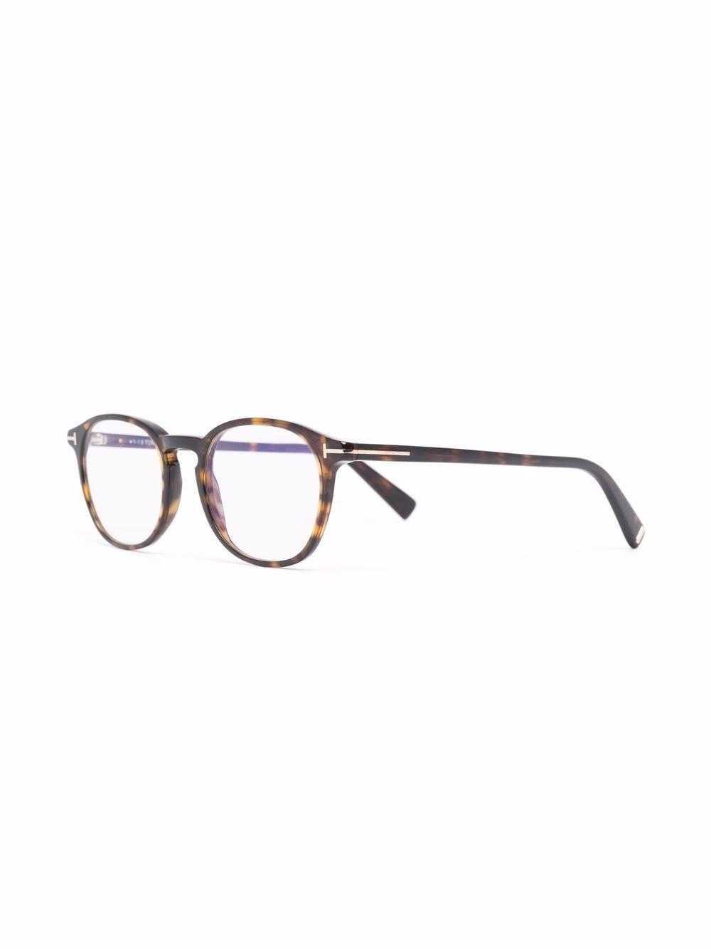 Tortoiseshell-effect Round-frame Glasses In Brown Product Image