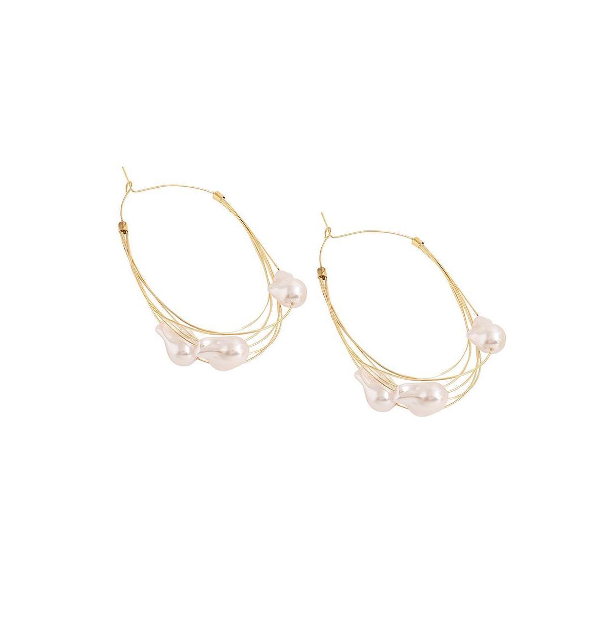 Sohi Womens Snowball Wire Hoop Earrings Product Image