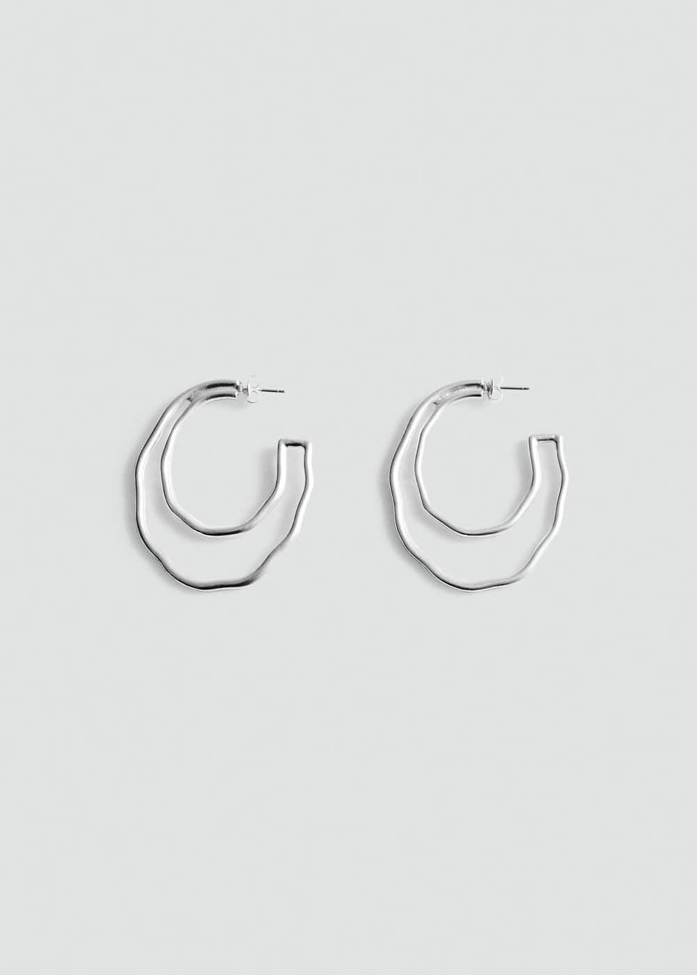 MANGO - Irregular double hoop earrings - One size - Women Product Image