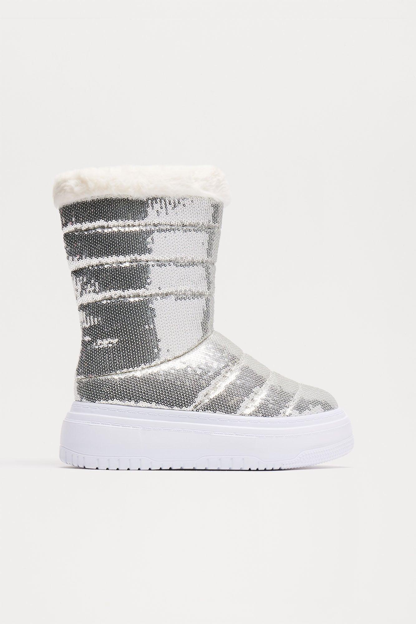 Bella Sequin Platform Boots - Silver product image