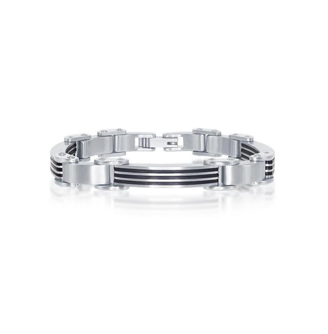 Metallo Mens Stainless Steel & Rubber Bar-Look Bracelet Product Image