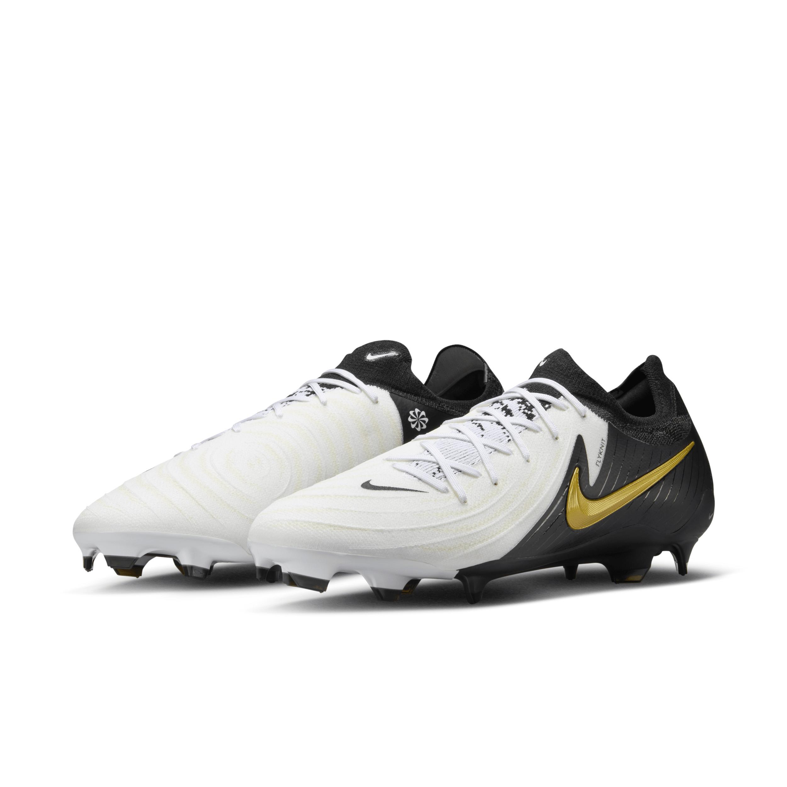 Nike Mens Nike Phantom GX II Pro FG - Mens Soccer Shoes White/Black/Metallic Gold Coin Product Image