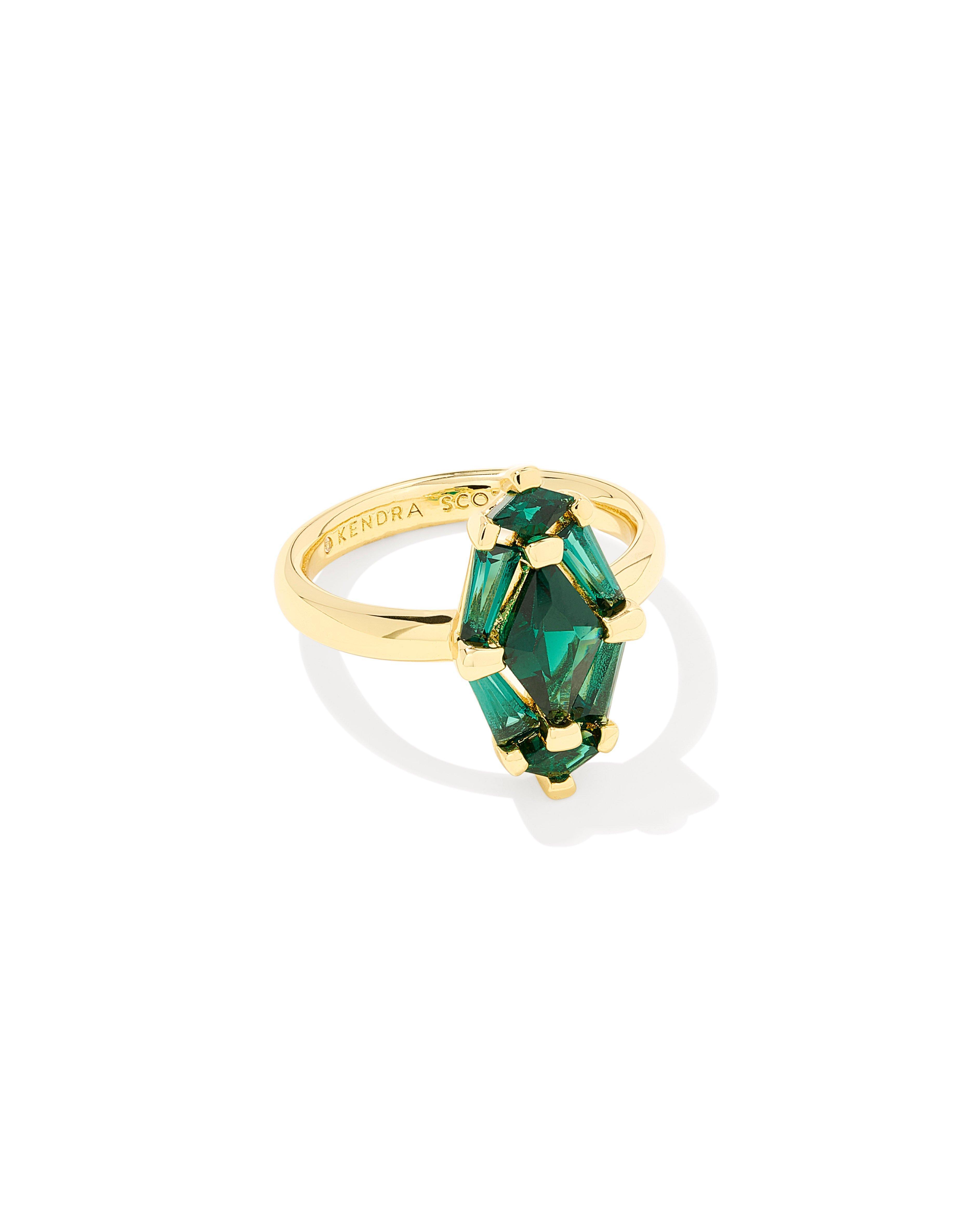 Lindy Rae Elyse Gold Cocktail Ring in Green Crystal Product Image