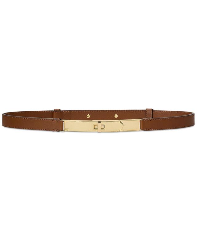 Lauren Ralph Lauren Womens Turn-Lock Skinny Leather Belt Product Image