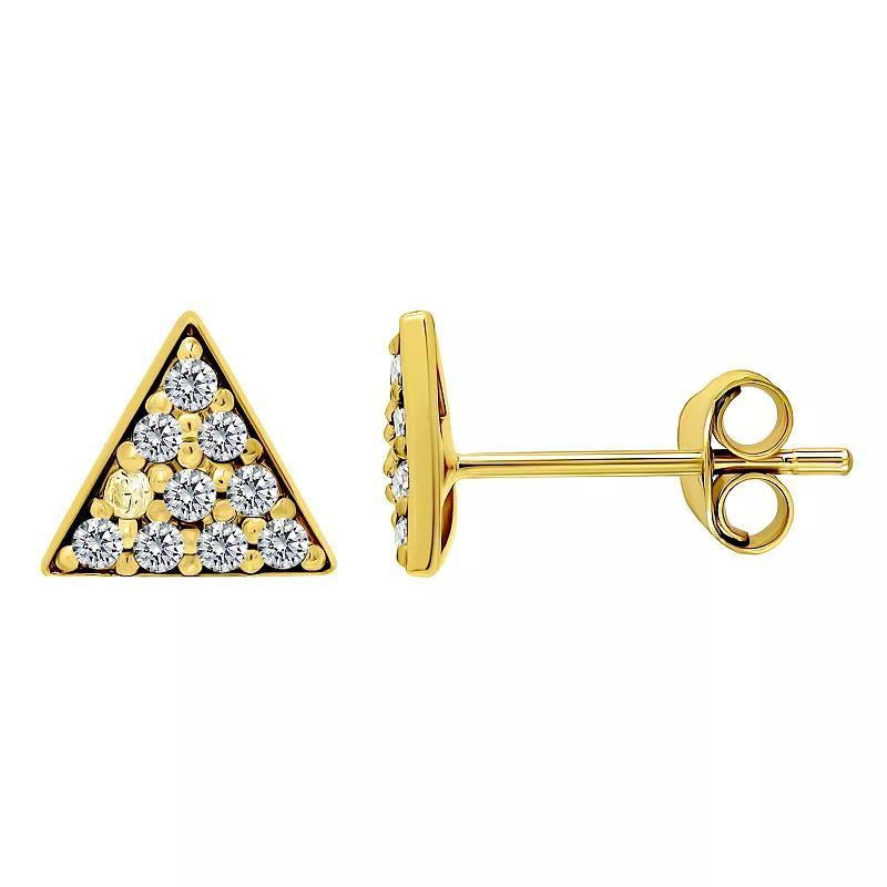 Aleure Precioso Pave Cubic Zirconia Triangle Stud Earrings, Womens, Gold Tone Product Image