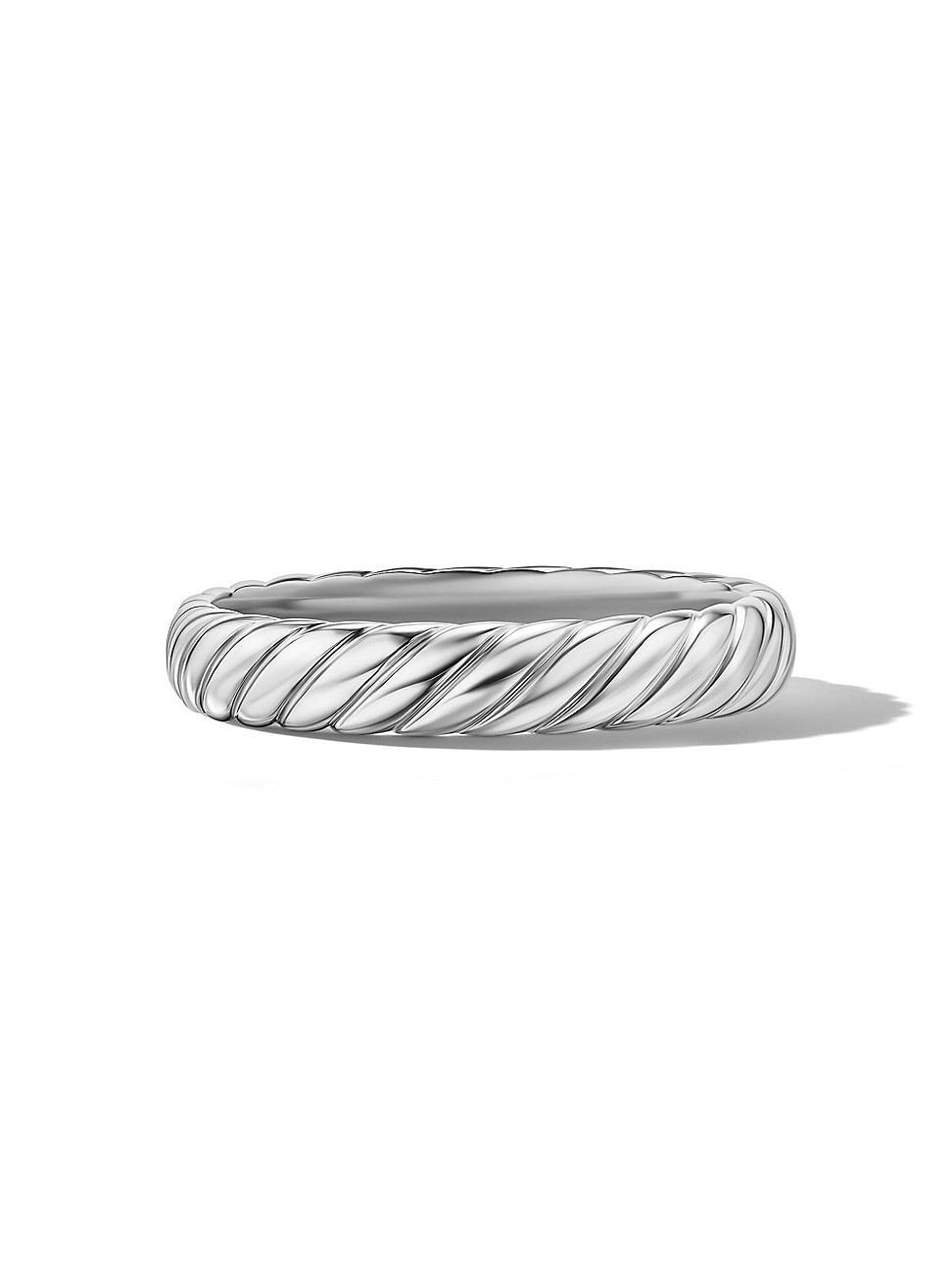 Mens Cable Band Ring in 18K White Gold, 5MM Product Image