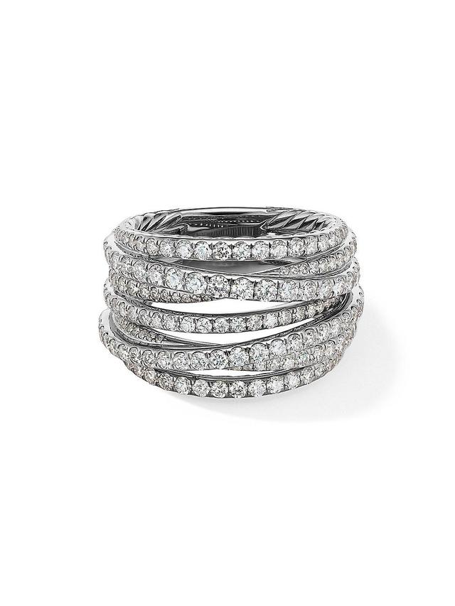 Womens Pav Crossover Ring In 18K White Gold With Diamonds Product Image