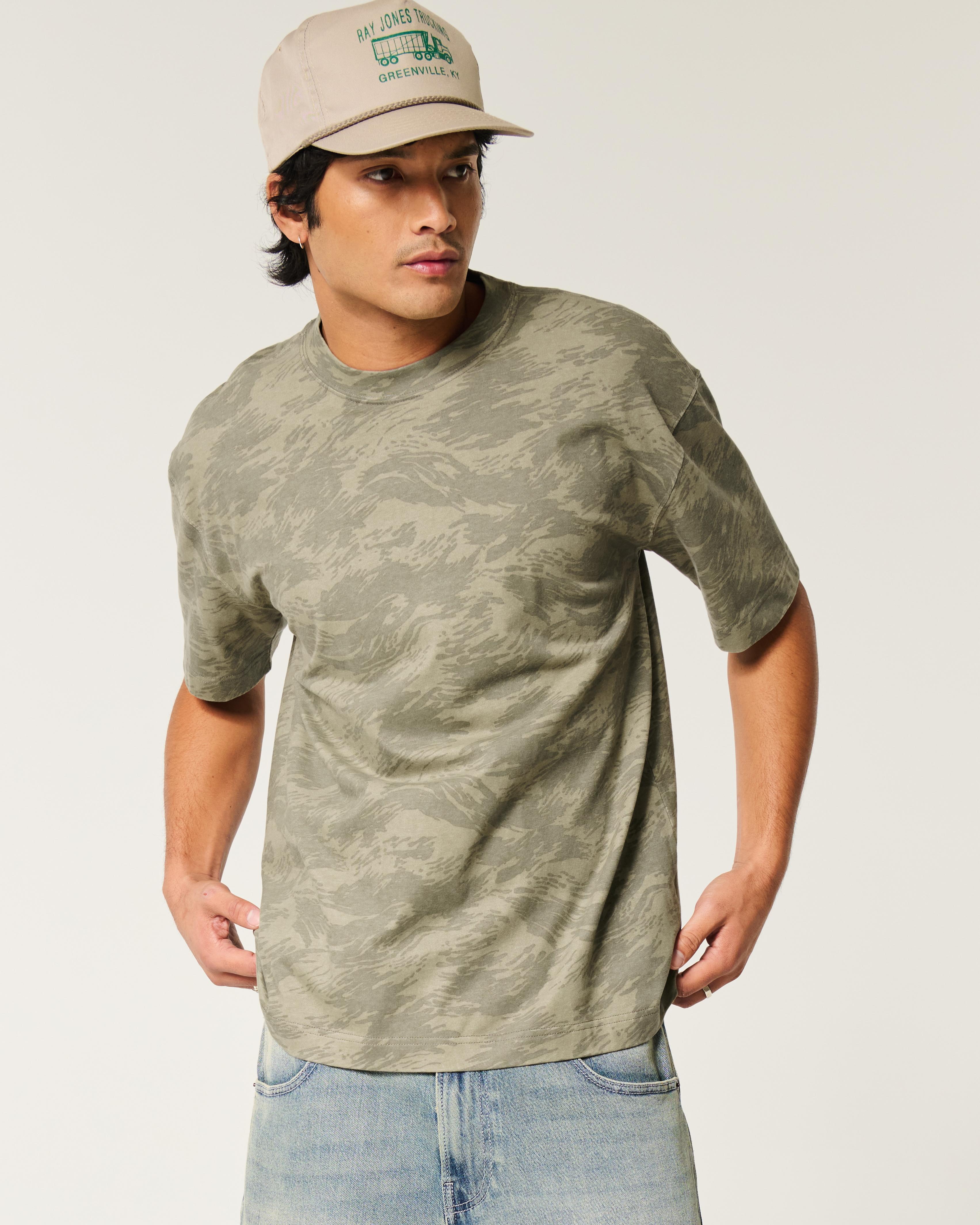 Boxy Heavyweight Camo Crew T-Shirt Product Image