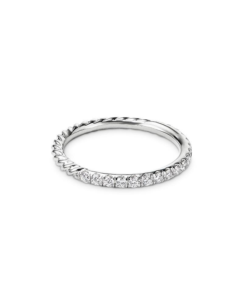 Womens Cable Collectibles Stack Ring in 18K White Gold with Pav Diamonds Product Image