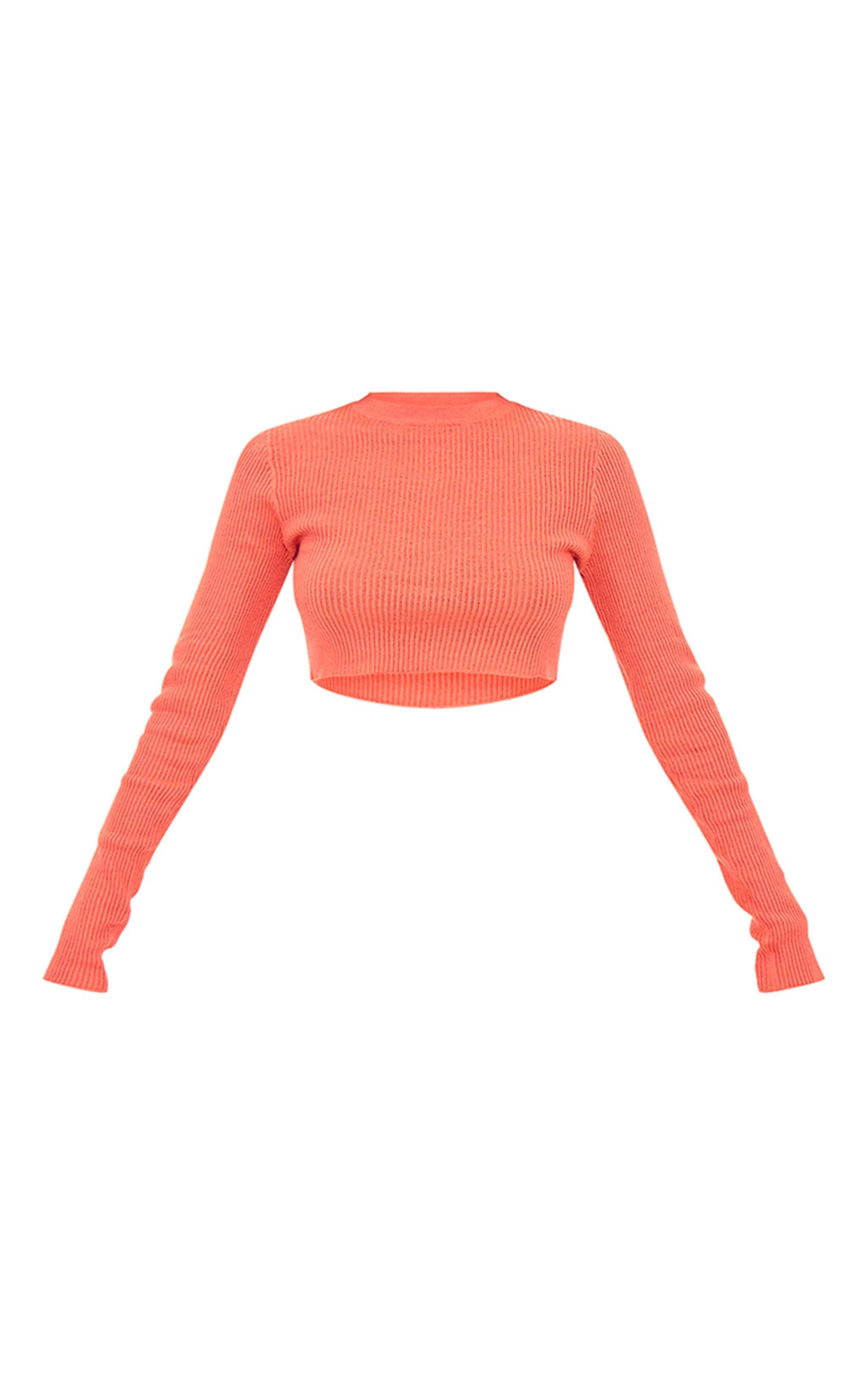 Rust Contrast Stitch Knitted Long Sleeve Top Product Image