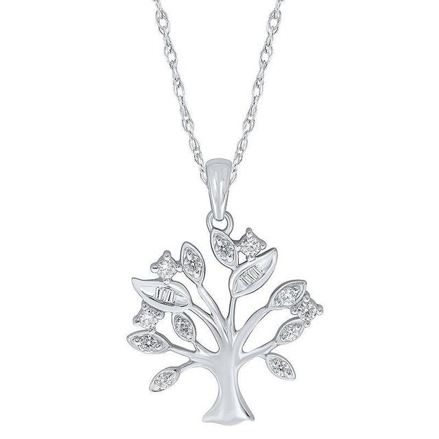 10k Gold 1/4 Carat T.W. Diamond Tree of Life Pendant Necklace, Womens White Product Image