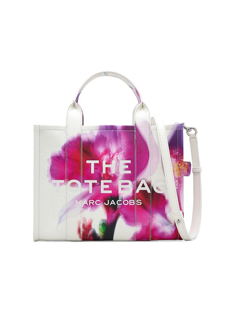 Womens The Medium Floral Leather Tote Bag Product Image