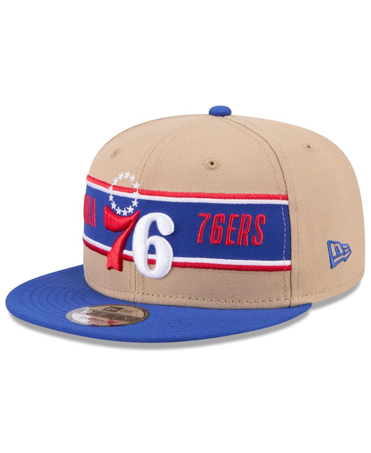 New Era Big Boys and Girls Tan Philadelphia 76ers 2024 Nba Draft 9FIFTY Snapback Hat - Tan, Royal Product Image