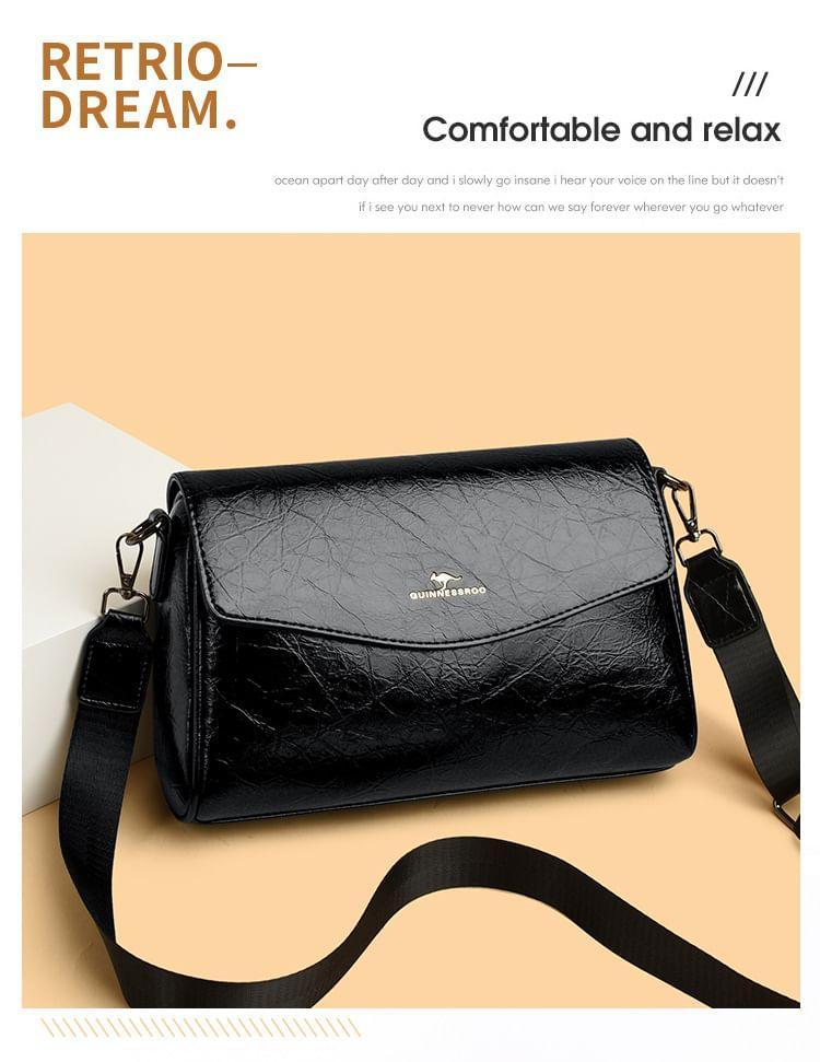 Faux Leather Flap Crossbody Bag Product Image