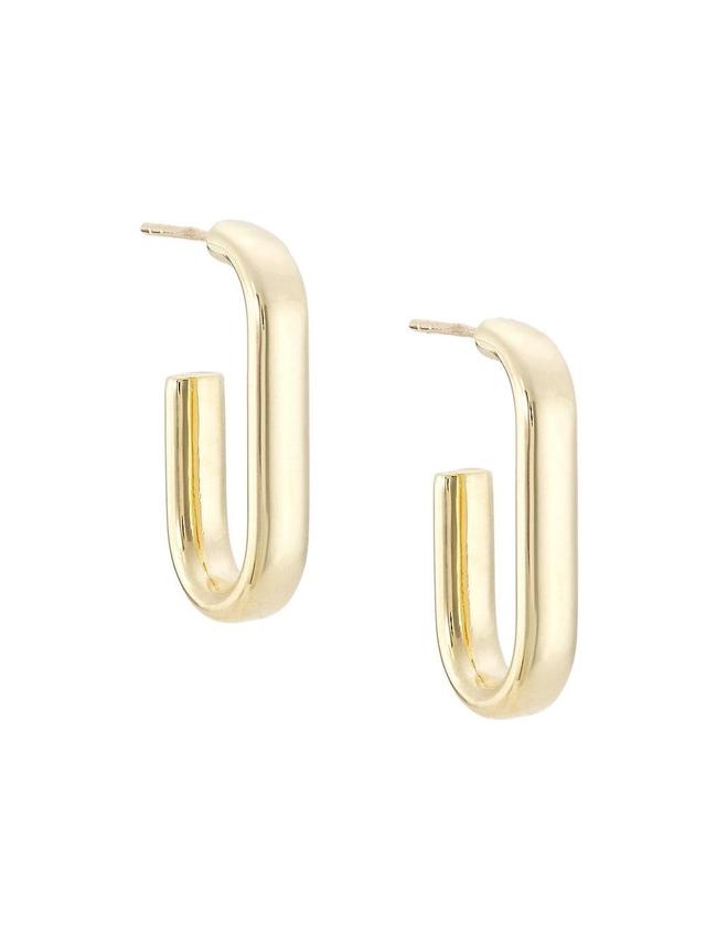 Womens 14K Yellow Gold Oval Hoop Earrings Product Image