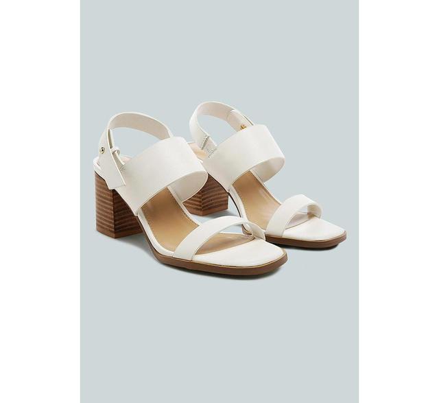 Rag & Co Gertrude Women's Leather Block Heel Sandals, Size: 9, White - Size: 9 Product Image