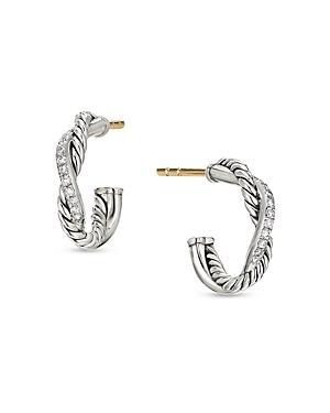 Womens Petite Infinity Huggie Hoop Earrings With Diamonds - Silver Product Image