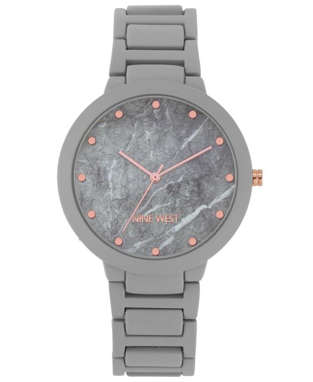 Nine West Womens Quartz Gray Rubberized Alloy Link Bracelet Watch, 40.5mm - Gray Product Image