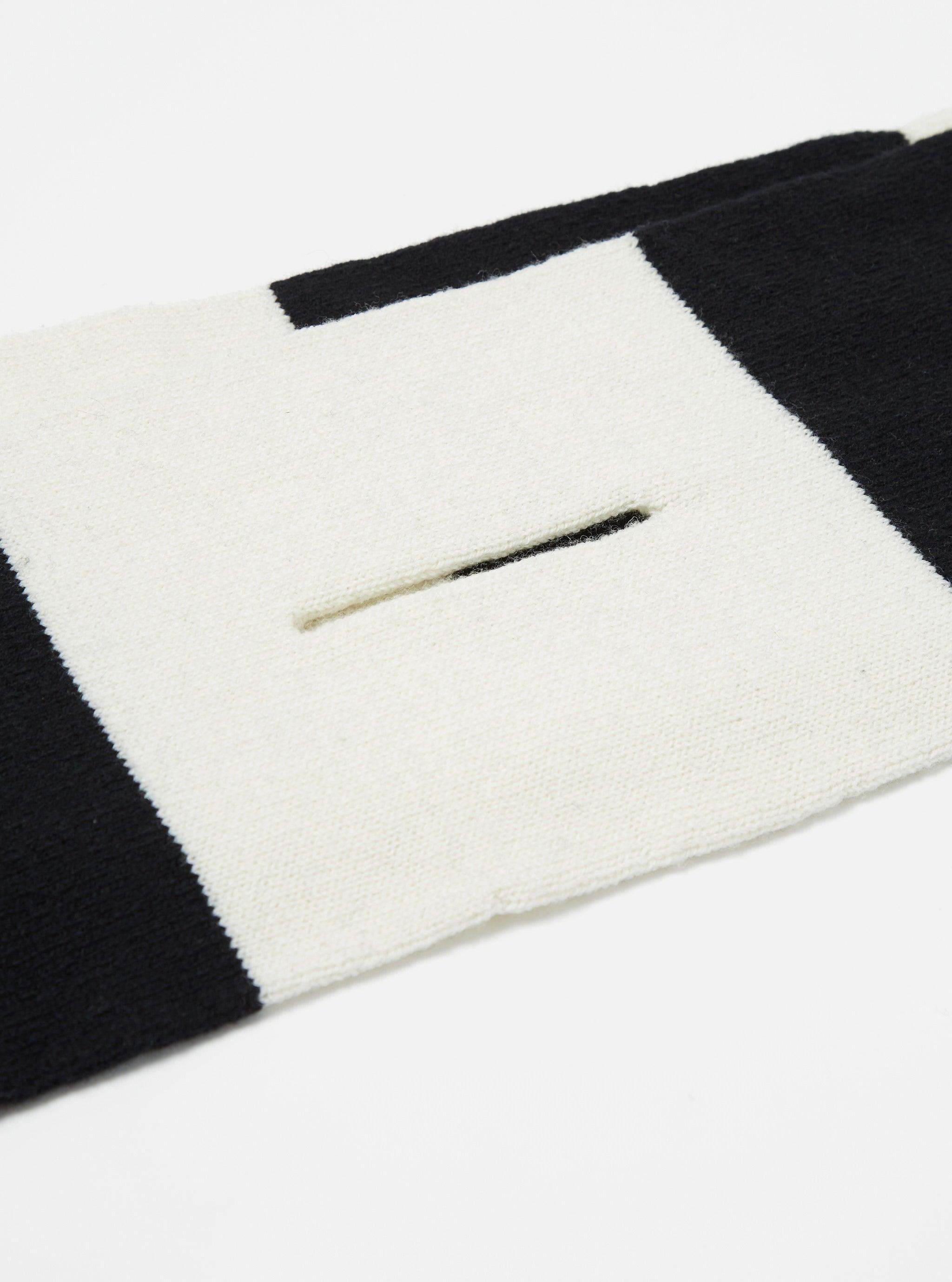 Universal Works Deluxe Football Scarf in Ecru/Black Soft Wool Product Image