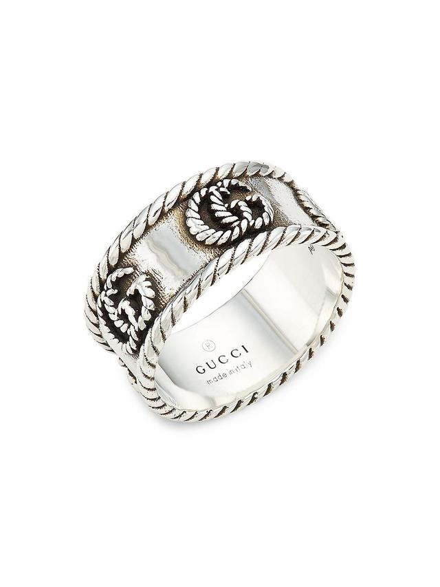 Womens Ring In Aged Sterling Silver With Double G Detail Product Image