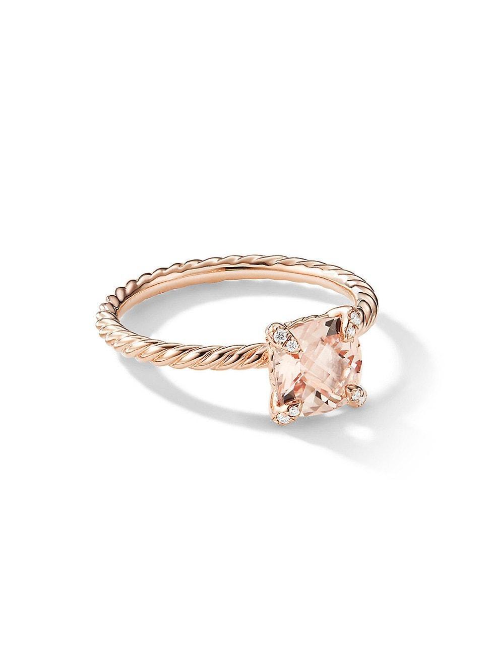 Womens Chatelaine Ring in 18K Rose Gold with Morganite and Pav Diamonds Product Image