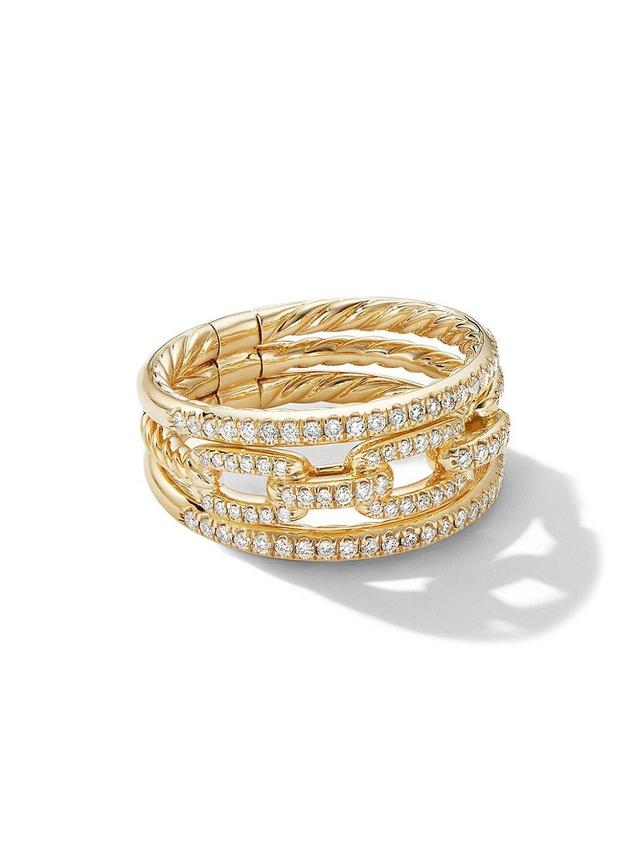 Womens Stax Three Row Chain Link Ring In 18K Yellow Gold Product Image