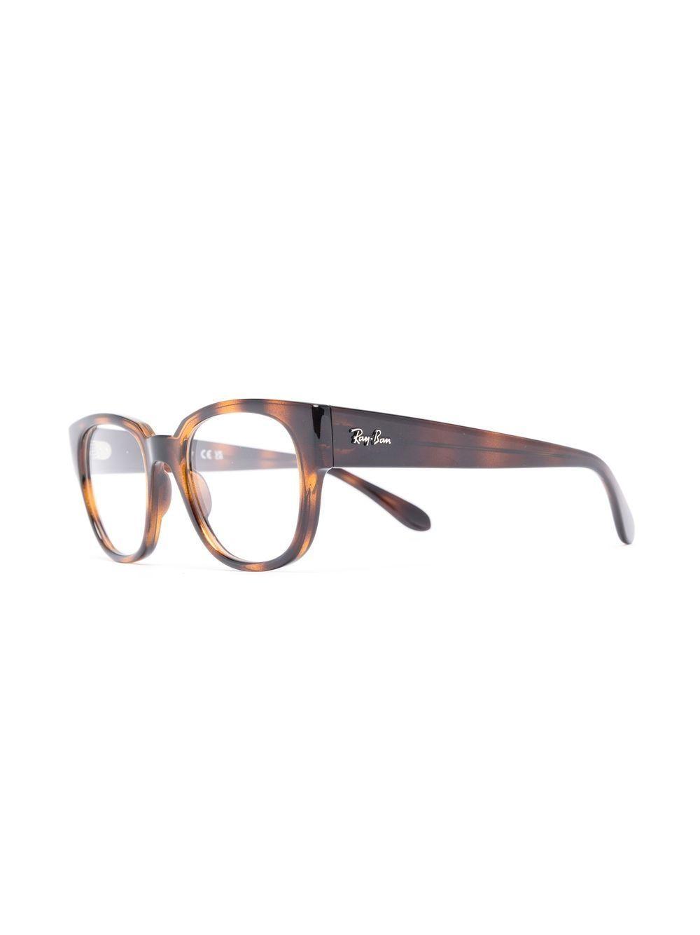 RAY BAN Logo-plaque Glasses In Brown Product Image