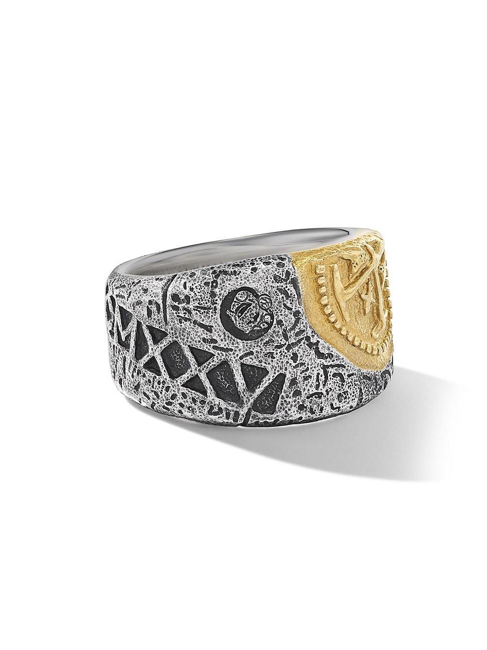 David Yurman Mens 18K Yellow Gold & Sterling Silver Shipwreck Coin Signet Ring Product Image