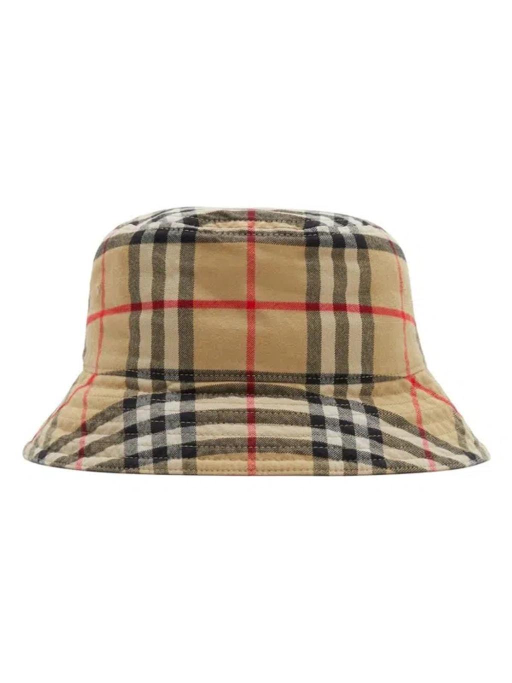 Check Cotton Bucket Hat In Archive Beige Product Image