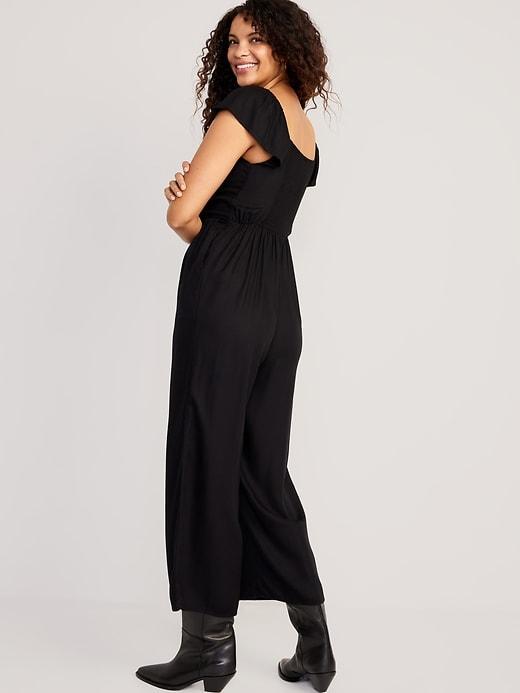 Fit & Flare Flutter-Sleeve Jumpsuit Product Image