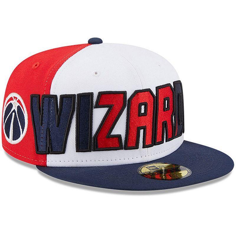 Mens New Era White/Navy Washington Wizards Back Half 9FIFTY Fitted Hat Product Image